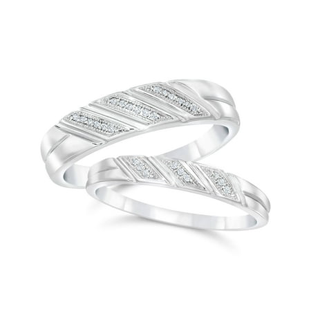 Diamond Wedding Rings Set 1/5cttw Matching His Hers Bands 10k White (Best Diamond Wedding Rings)