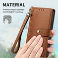 thumbnail image 3 of Feishell for Samsung Galaxy A53 5G Case,RFID Blocking Wallet Case for Women Men,Premium PU Leather Credit Card Holder Zipper Pocket Magnetic Buckle Flip Kickstand Phone Case with Wrist Strap,Brown, 3 of 10