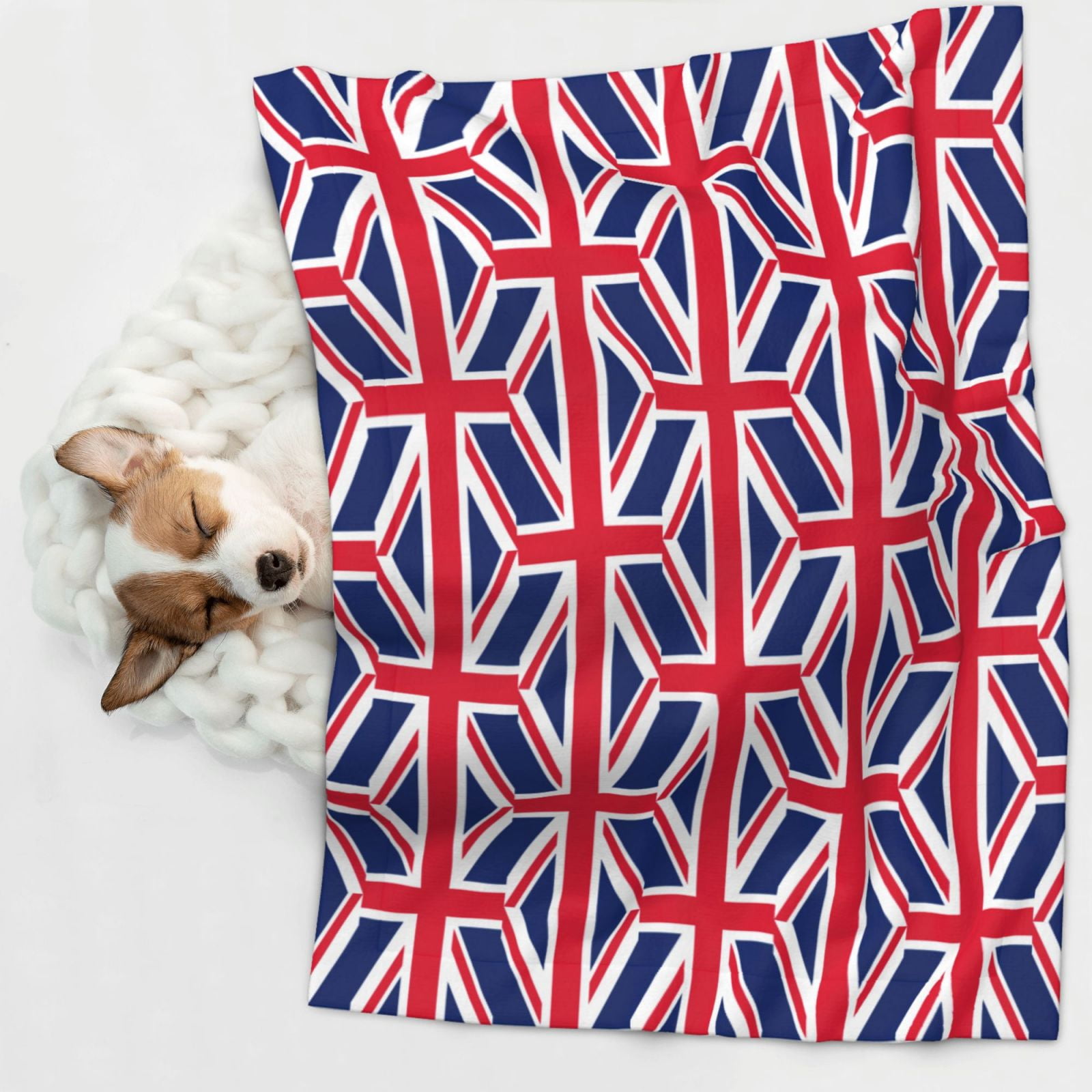 Flannel Throw Dog Blanket Union Jacks Flag Soft Warm Print Pet Blankets for Small Dog Cat Puppy