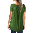 thumbnail image 5 of KVMeteor Women's Henley V-Neck Casual Blouse Pleated Button Tunic Shirt Top, 5 of 5