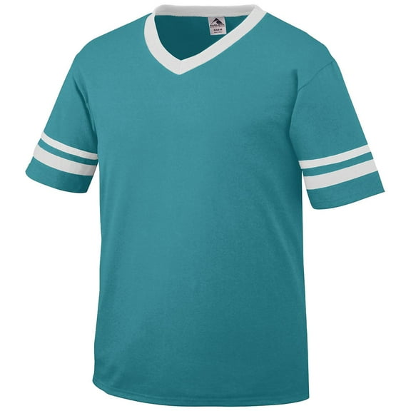 Augusta L Youth Sleeve Stripe Jersey Teal/White 361