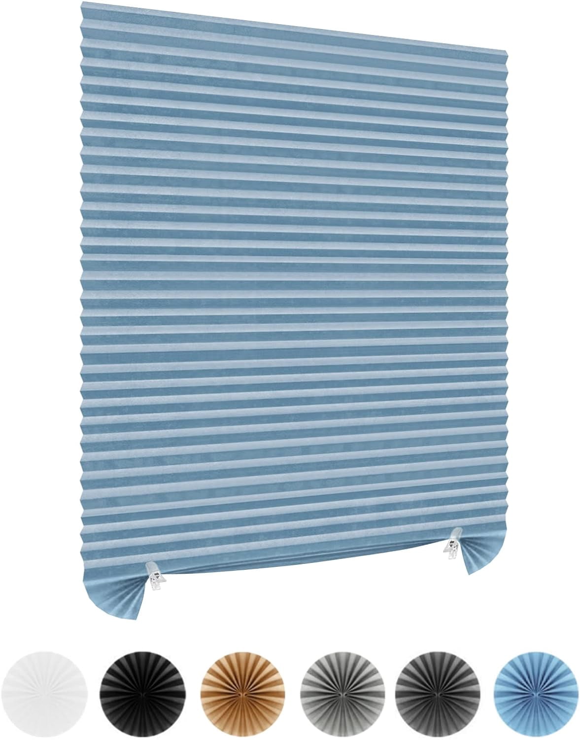 Cordless Window Blinds No Drill Cut to Size Clip On Self Adhesive Pleated Paper Shades Temporary Blinds for Nursery Bedroom Kitchen Bathroom