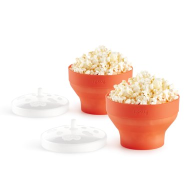Lékué Mini Microwave Popcorn Maker, Set of 2, Red