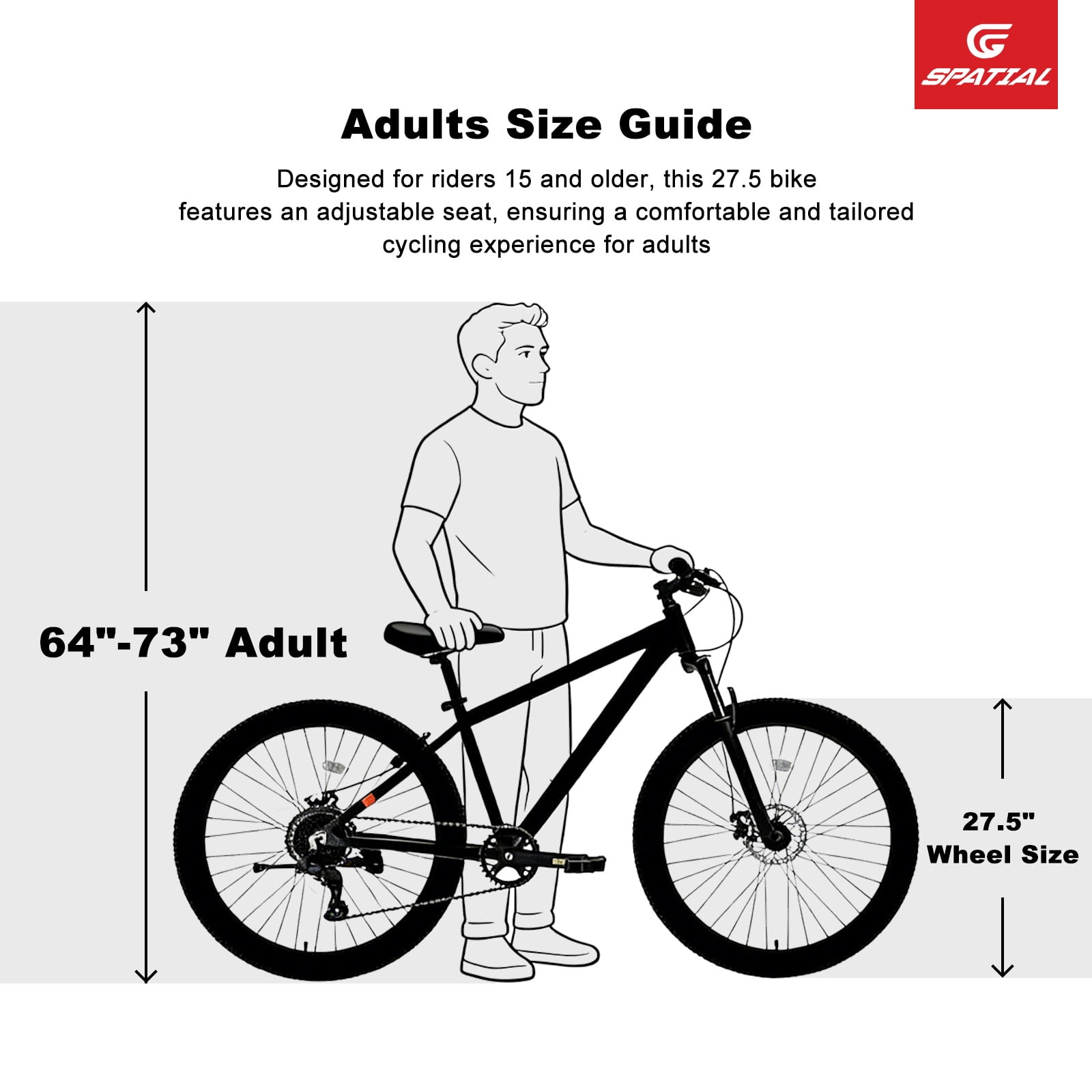SPATIAL Pro Mountain Bike, 27.5 Inch Fat Bike for Man Women Teen, Outdoor Cycling Bicycle with 3.0-Inch Wide Tires, 9 Speed Drivetrain