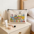 thumbnail image 4 of B Multi-Purpose Zippered Pouch With Easter Prints Linen Fabric Carry Case For Organizing Cosmetics Stationery And Travel Items, 4 of 7