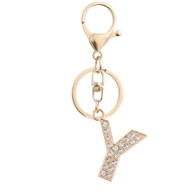 asddcavvf Creative 26 English Letter Keychain Foreign Trade Hot Alloy Inlaid with Diamonds Gold Lett
