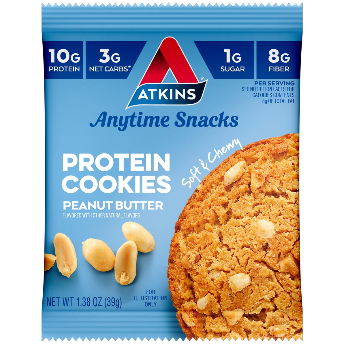 (3 pack) Atkins Soft and Chewy Peanut Butter Protein Cookie, Keto Friendly, High Protein, Low Carb, Keto Friendly, 4 Count