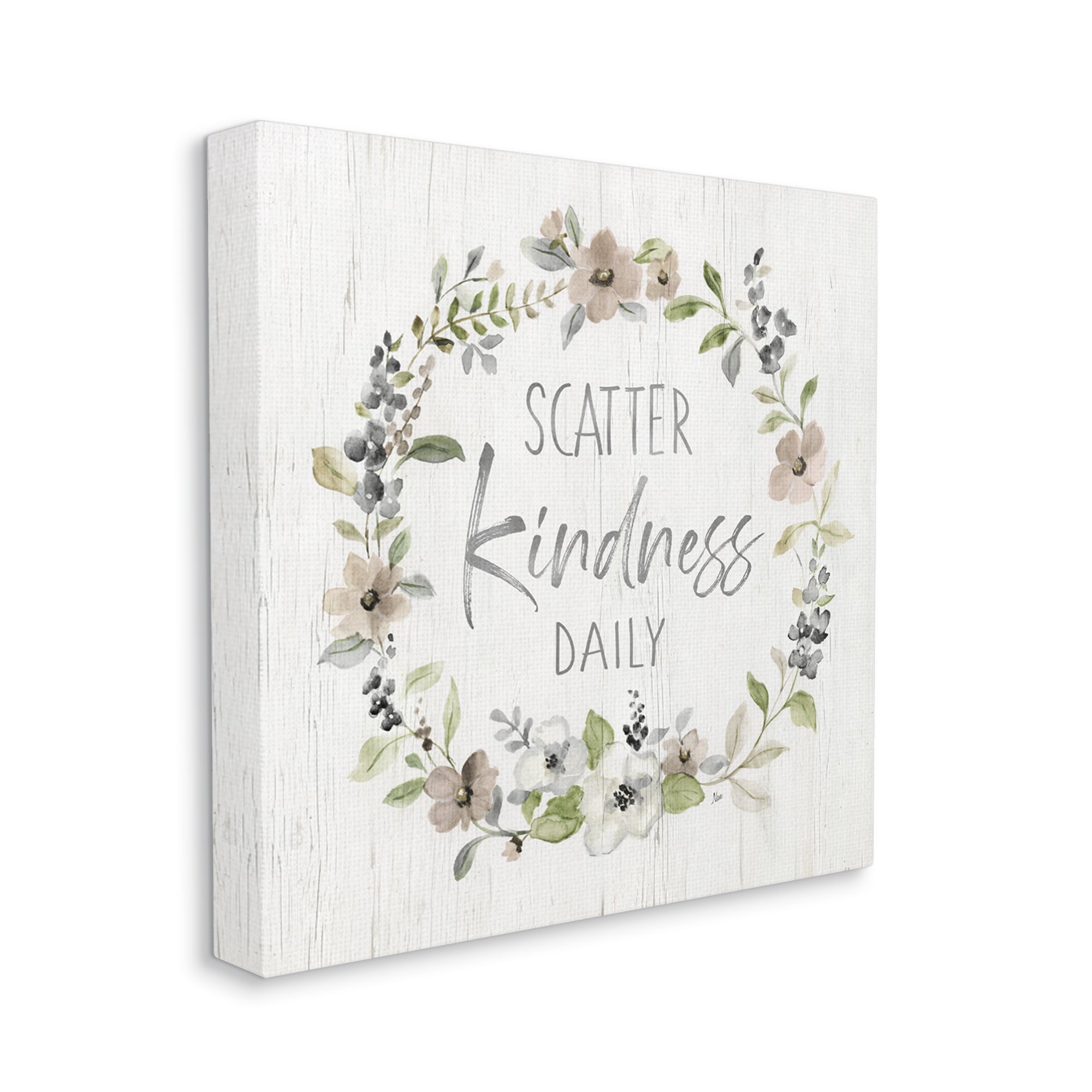 Stupell Industries Scatter Kindness Daily Blooming Shabby Chic Wreath Graphic Art Gallery Wrapped Canvas Print Wall Art, Design by Nan