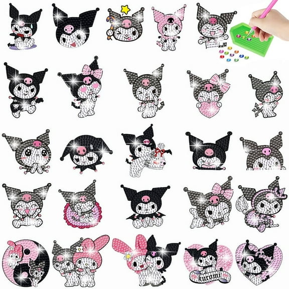 Kuromi Diamond Art Painting Sticker Kits for Kids-Cartoon Diamond Gem Stickers Kit,5D Gem Art Stickers Mosaic