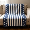 thumbnail image 4 of Americana Summer Knitted Throw Blanket,4th of July Farmhouse Home Decor, Red White Blue Stars American Flag Pattern Blanket for Couch Sofa, 4 of 6