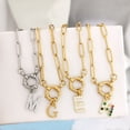 thumbnail image 2 of QMHJE inicial encanto AZ letras collar mujeres hombres gargantilla Color oro plata cadena de acero inoxidable 45 cm grande pequeño alfabeto DIY Tan Jianjun unisex, 2 of 2