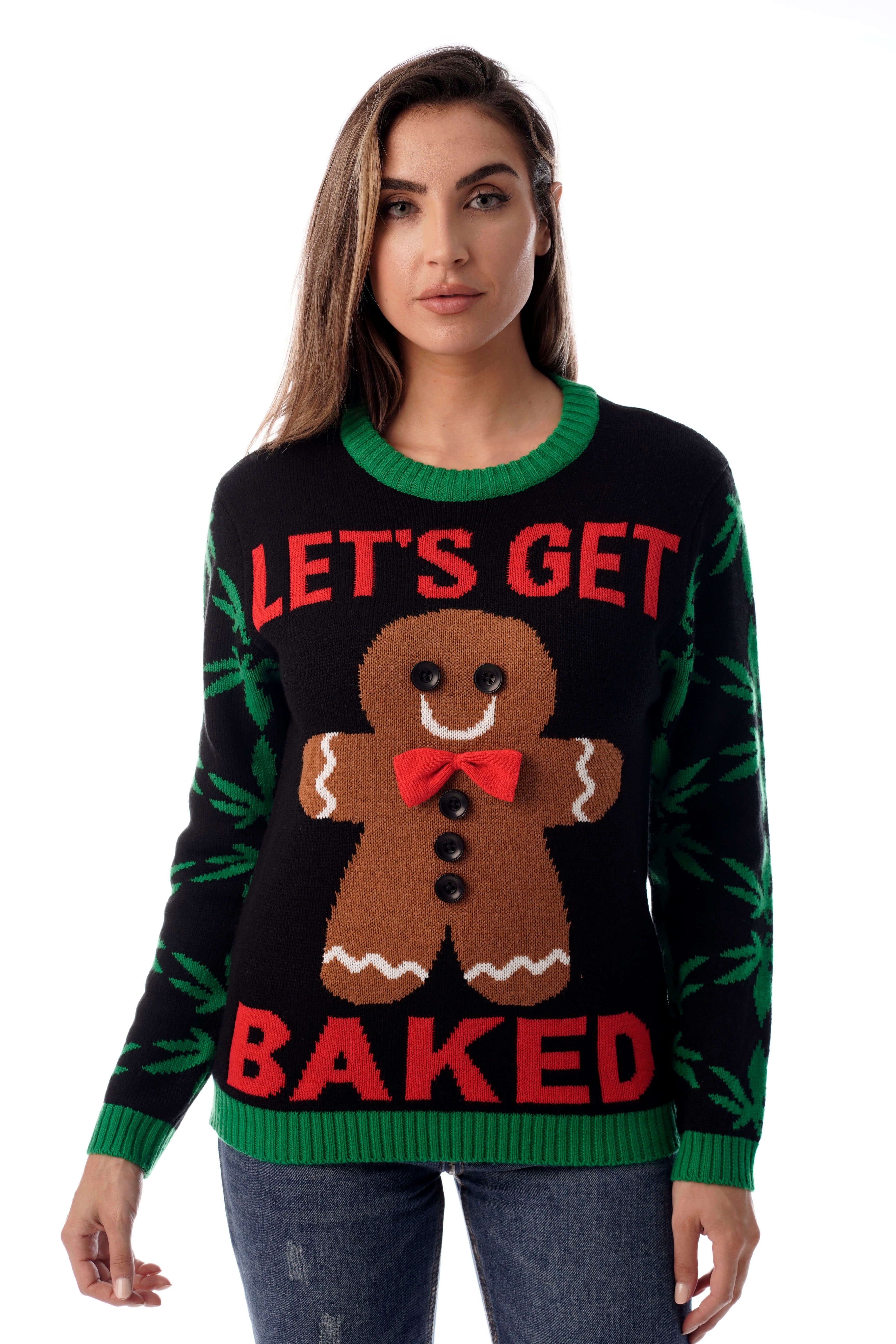 #followme Womens Ugly Christmas Sweater - Sweaters for Women (Black ...