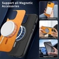 thumbnail image 7 of for iPhone 16e Magnetic Case, Luxury PU Leather Skin-Feel Back Protective Phone Cover Compatible with Mag-Safe Support Car Mount Holder for iPhone 16e, Yellow, 7 of 7