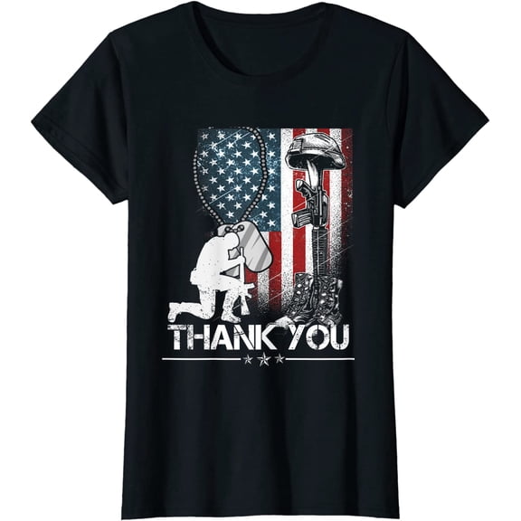 Distressed Memorial Day Shirt Flag Military Boots Dog Tags T-Shirt