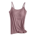 thumbnail image 5 of Tank Tops with Built in Bras for Women Sports Cute Cami Workout Plus Size Camisoles Spaghetti Strap Under Clothes Pink 2XL, 5 of 7