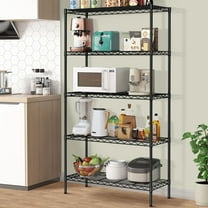 5-Tier Wire Shelving Unit Adjustable Metal Storage Shelving Commercial Storage Shelves Heavy-Duty Metal Storage Rack for Warehouse, Pantry, Basement, Restaurant, Garage, Kitchen, Black