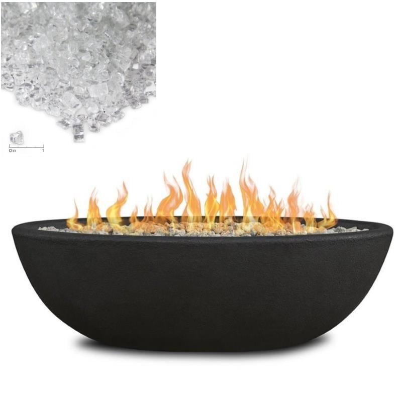 Home Square 2Piece Set with Oval Propane Fire Bowl and Fire Glass