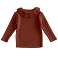 thumbnail image 3 of LOVZFMLL Girl's Sweater, Crew Neck Ribbed Pullover Solid Color Ruffle Neck, Casual Cute Stretchy Layering Top Fall Clothes Warm Winter Tops Toddler Girls Clothes for 18-24 Months, 3 of 3