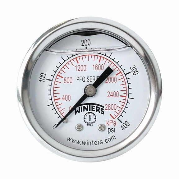 Winters Pressure Gauge,2" Dial Size,Silver PFQ2288
