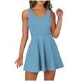 thumbnail image 2 of RKSTN Athletic Dresses for Women with Shorts Crew Neck Waist Cinched Twisted Backless Workout Exercise Active Golf Dresses (Blue ,S), 2 of 7