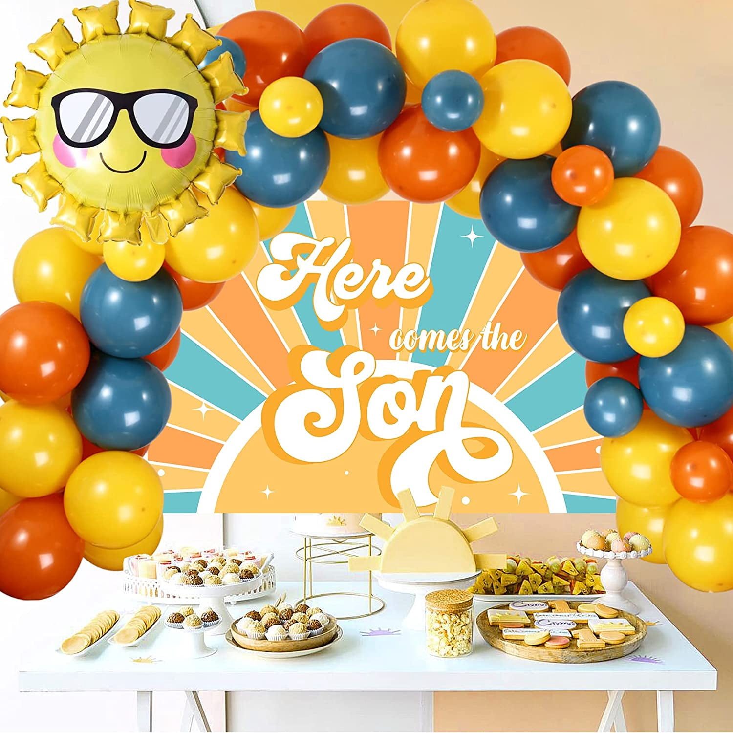 Here Comes the Son Baby Shower Decorations Boy, Sunshine Retro Baby