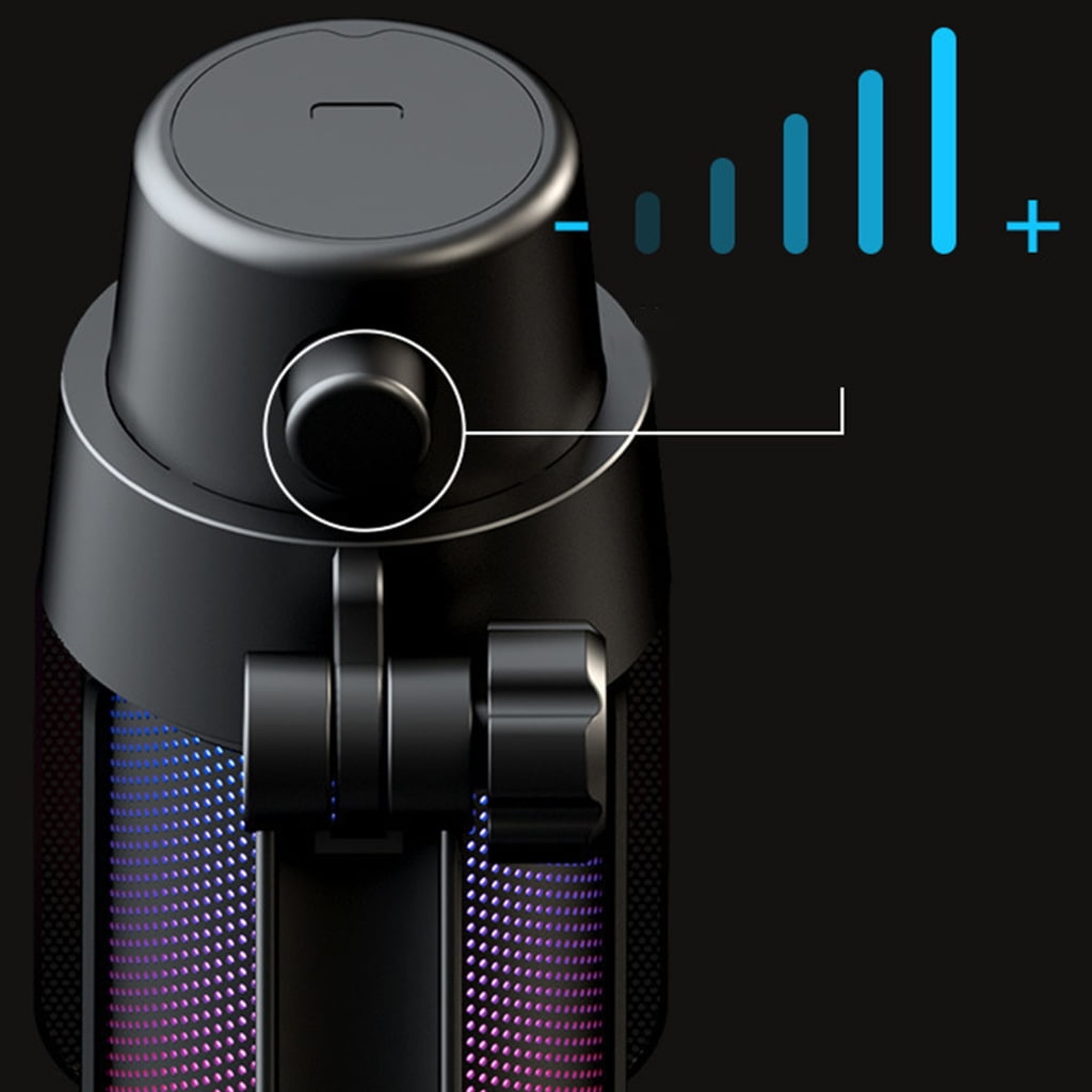 USB C Microphone 192kHz/24Bit for PC Color LED Lights with Noise Reduction for Gaming and Recording Solid Base