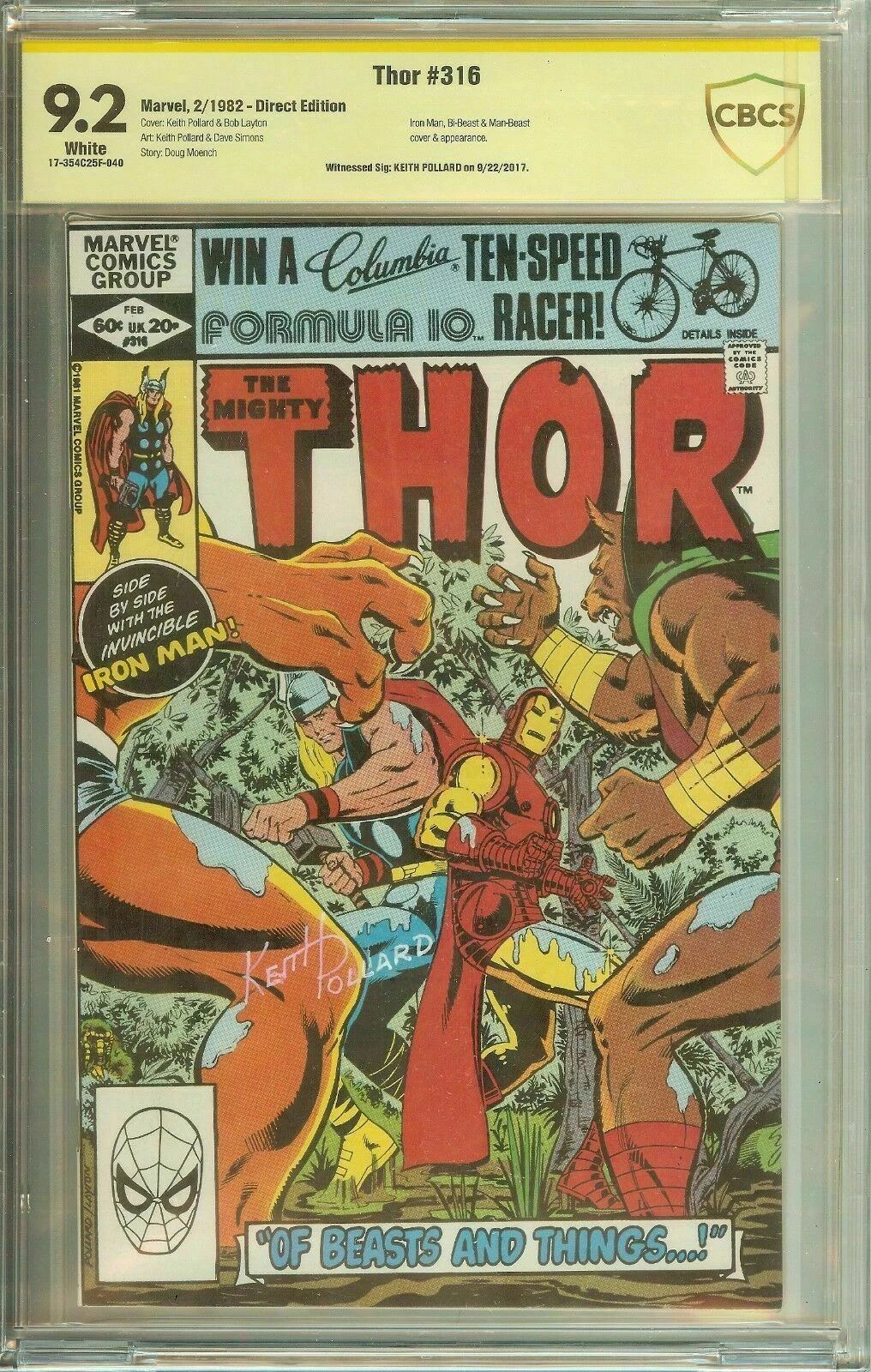 Autographed The Mighty Thor #316 CBCS 9.2