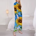 thumbnail image 3 of Haiem Blue Sky Sunflower Pattern Women’s Long-sleeve Sleepwear,Sleepwear Set,2-piece Loungewear Set,Soft PJs Comfy Nightwear with Pockets-Large, 3 of 7