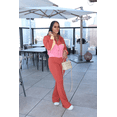 thumbnail image 2 of Aomice Women's 2 Piece Tracksuit Set Zip Up Jacket Flare Leg Pants | Color Block Matching Set with Zip Up Jacket and High Waist Flare Pants for Casual, Travel and Everyday Wear-Red Pink-2XL, 2 of 9