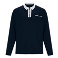 thumbnail image 6 of ZCFZJW Men's Quarter Zip Up Pullover Trendy Slim Fit Lapel Collar V Neck Long Sleeve Sweaters Casual Polo Sweatshirt Fashion Golf Ball Shirt Tops with Pockets Navy XXL, 6 of 6