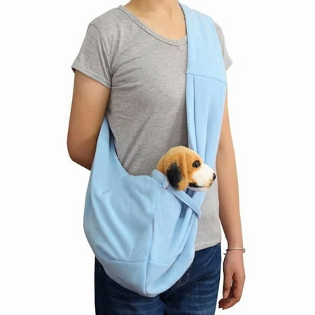 LNGOOR Hands-free Reversible Small Dog Cat Sling Carrier Bag Travel Tote Soft Comfortable Puppy Kitty Rabbit Double-sided Pouch Shoulder Carry Tote Handbag Blue