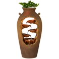 thumbnail image 6 of Nathan Cascade 33" High Large Rustic Outdoor Decor Faux Stone Floor Fountain with Light LED Urn with Planter, 6 of 8