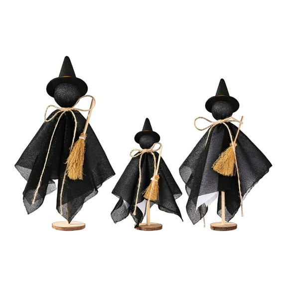 LAMIRO Halloween Witch Decorations Indoor: 3ct Black Witches with Hat Cute Halloween Decor,Rustic Farmhouse Decor