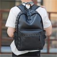 thumbnail image 1 of Men's Leather Rivet Backpack Laptop Backpack Large Capacity Travel Backpack Student Schoolbag, 1 of 5