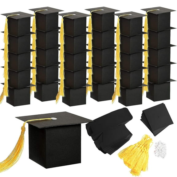 Kicpot Graduation Party Favors 2025,30 Pcs Graduation Card Box,Graduation Cap Gift Box Cap Candy Box Graduation Gifts for Class of 2025 Graduation Party Decor