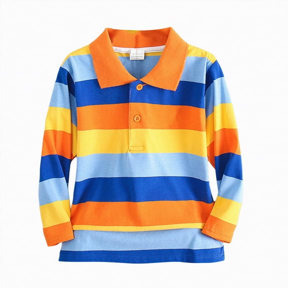 HCNTES Thanksgiving Outfit For Boys Boy Long Sleeve Shirt Boys' School Uniform Long Sleeve Polo Shirt, Button Closure, Comfortable Fabric A15 SHIRT(Orange,7-8 Years)