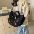 thumbnail image 5 of Bolso de mano de lona para estudiantes, versátil, con diseño original, bordado japonés, para el tiempo libre y el hombro, 5 of 5