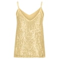 thumbnail image 3 of Frostluinai Vest Tops for Women Sequined Spaghetti Strap Camisoles V Neck Sleeveless Tank Tops Sparkly Holiday Party Vests Solid Color Camis, 3 of 5