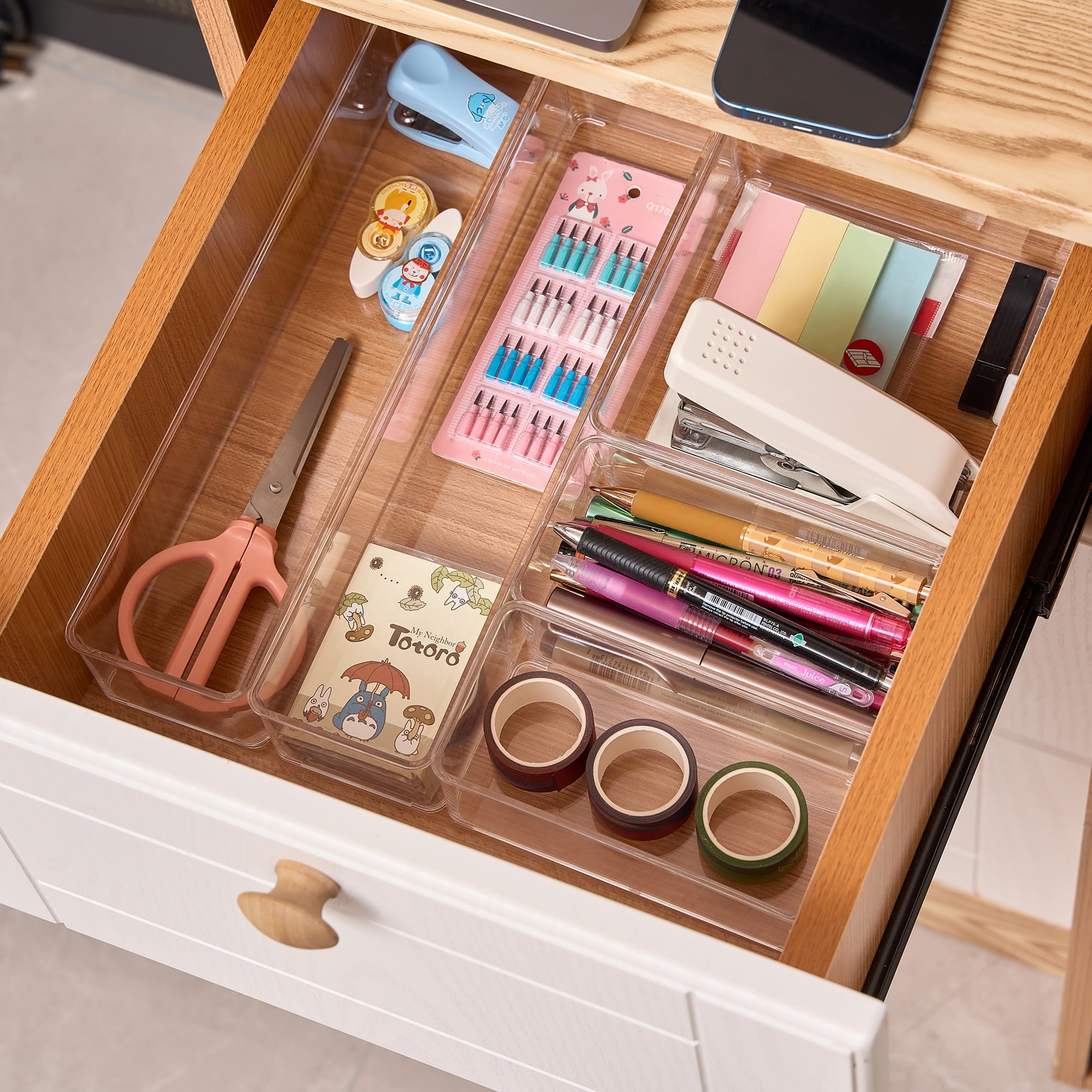 Sorbus Clear Drawer Organizer 5-Piece Set A, Multi-Purpose Storage Bins for Office & Crafts