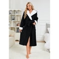thumbnail image 4 of HEARTNICE Womens Plush Hooded Robe, Soft Fluffy Fleece Long Warm Bathrobes,(Black,L-XL), 4 of 4