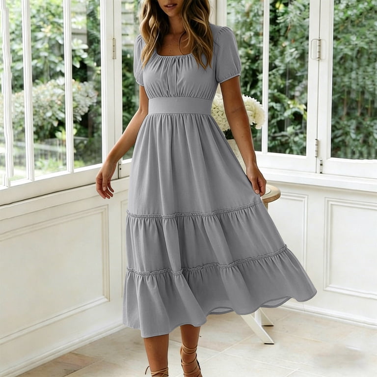 grey casual midi dress Wool Button-Up A-Line Midi Dress: Chic Grey Fall Winter Dress,Custom, Ylistyle C5187