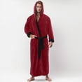 thumbnail image 2 of NOLDARES Mens Fleece Plush Robe with Hood Soft Fluffy Full Length Long with Pockets House Coat(Red,XL), 2 of 5