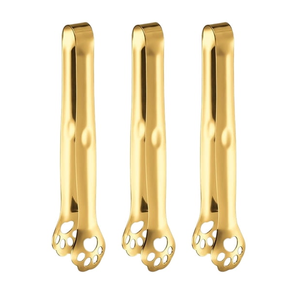 3 pinzas de acero inoxidable para alimentos, pinzas para bufé, pinzas para hornear pan, pinzas para cocinar alimentos Dorado