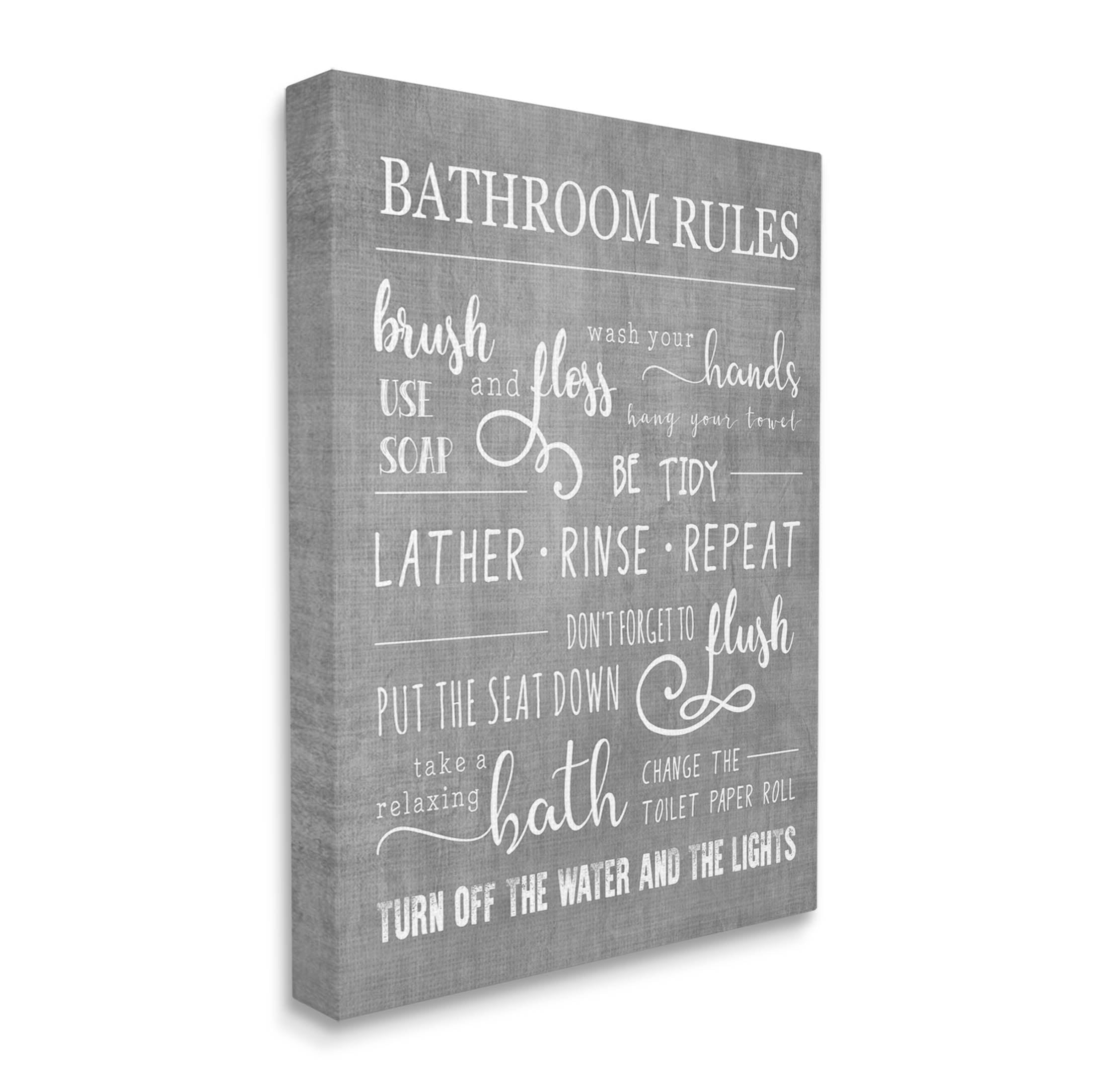 Stupell Industries Bathroom Rules List Sign Graphic Art Gallery Wrapped Canvas Print Wall Art, Design by Conrad Knutsen