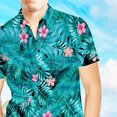 thumbnail image 3 of Camisa Estampado floral Manga corta con botones Solapa Verano Casual Blusa de moda para hombres, 3 of 5