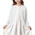 thumbnail image 2 of Pretxorve Kids Girls Boys Cardigan Solid Hollow Out Knit Crew Neck Long Sleeve Jacket Outerwear Sizes 0-6Y, 2 of 4