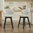 thumbnail image 4 of Bar Stools Set of 2, Counter Height Bar Swivel Chairs with Backs, Wood Legs and Footrest, Chenille Cushion, Height Adjustable, for Kitchens, Bars, Restaurants, Cafes, 4 of 9