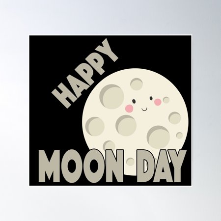 Happy Moon Day Poster Wall Art, Modern Wall Decor, 24x24 UNFRAMED