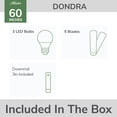 thumbnail image 2 of Hunter 60 inch Indoor Ceiling Fan with LED Lights - Black Ceiling Fan with Pull Chain, For Bedroom or Living Room, Standard Mount, No Remote, 5 Blades, Includes Bulbs - Dondra 51614, Matte Black, 2 of 13