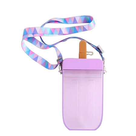 

EIALIVE Straw Cute Straw Water Bottle Ice Cream Popsicle Cup With Shoulder Strap